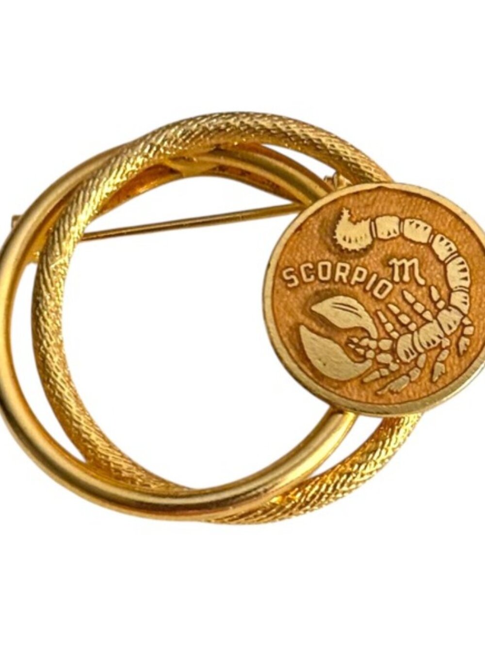 Vintage‎ Scorpio Zodiac Brooch Etched Scorpion Design 1960s/70s Astrological Pin